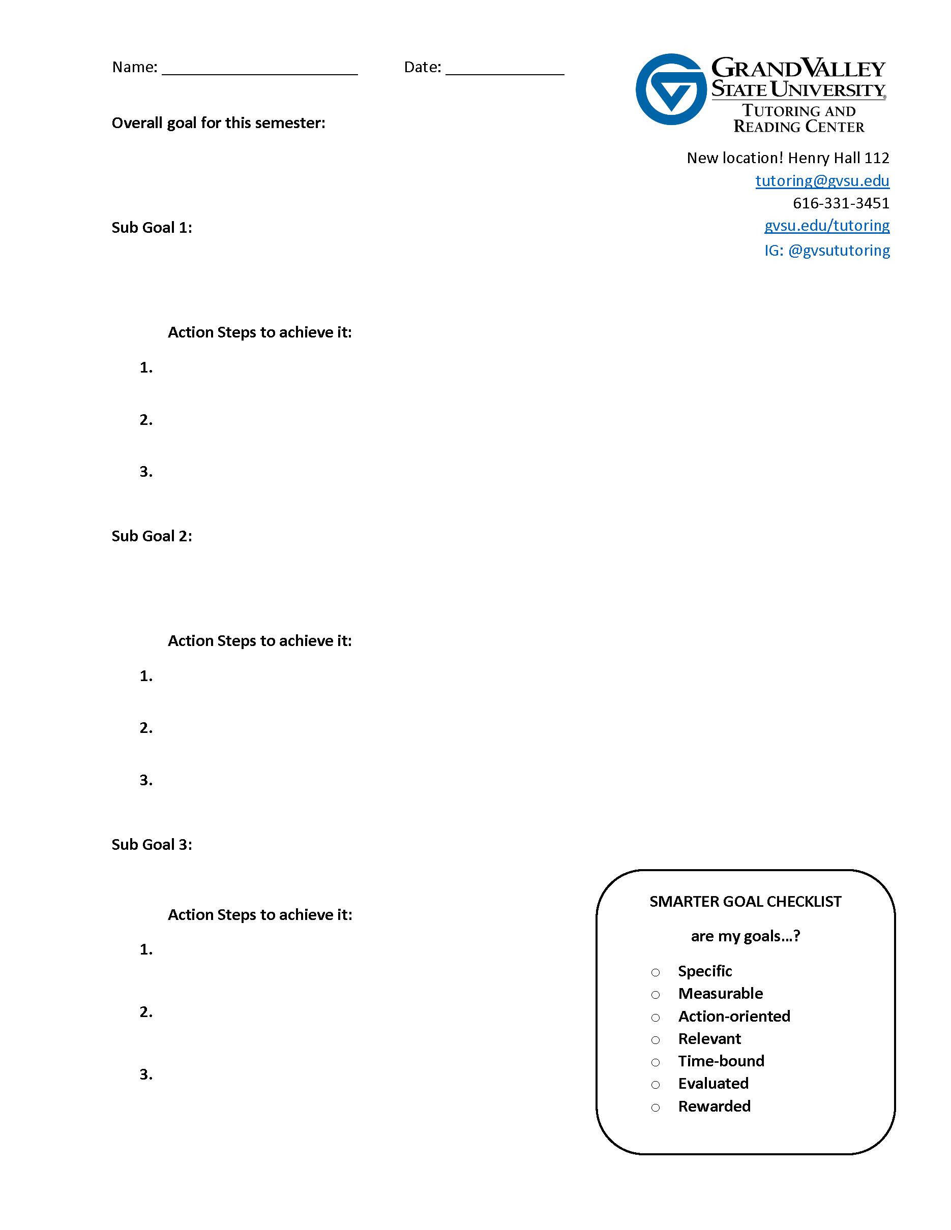 Goal Setting Worksheet
